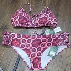 Eidon NWT Pink & Coral Patterned Bikini